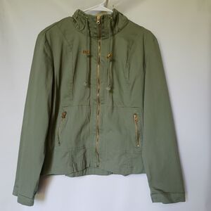 Live a Little Womens Light Collared Jacket Size L Color Army Green